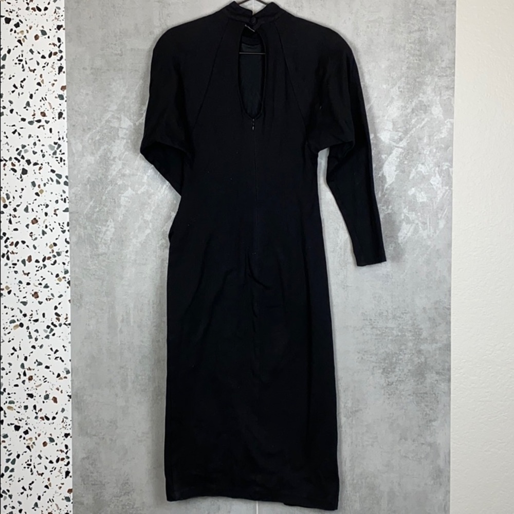 Vintage 80s black cotton cinched waist - Picture 6 of 10